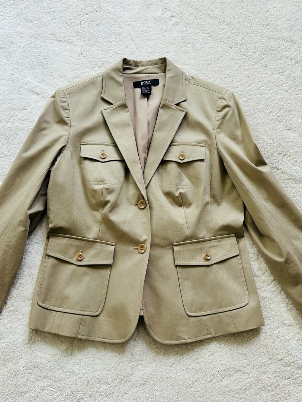 Boden Beige Utility-Style Blazer Jacket